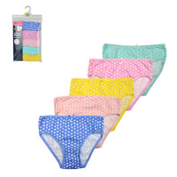 Girls 5 Pack Briefs In Poly Bag