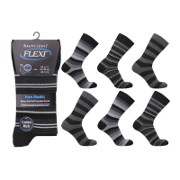 Mens Flexi-Top Non Elastic Socks Grey Stripes
