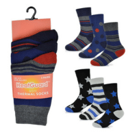 Boys 3 Pack Thermal Design Socks