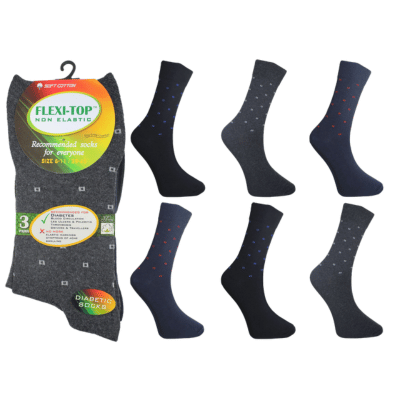 Mens Flexi Top Socks 3 Pack Square Design