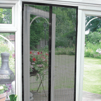 Magnetic Insect Guard Door Screen Curtains 90x210cm - Black