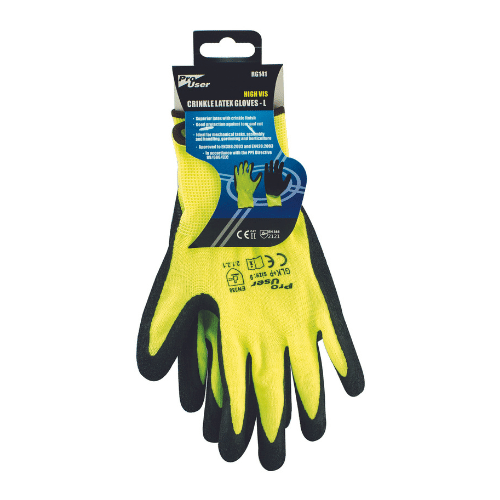 Hi Vis Crinkle Latex Coated Work Gloves Large Wholesale Gloves UK