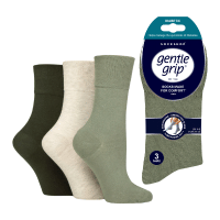 Ladies Diabetic Gentle Grip Socks Khaki Mix