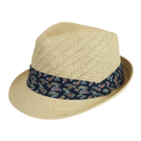 Mens Straw Trilby Hat With Detail Band
