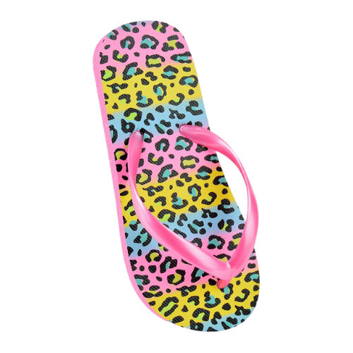 Girls Leopard Print Flip Flops