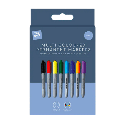 Multi-Coloured Permanent Markers 8 Pack