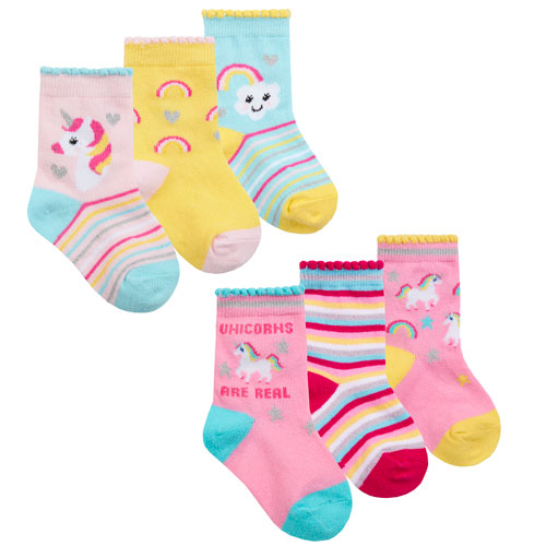 Baby Girls 3 Pack Rainbow And Unicorn Socks | Wholesale Baby Socks ...