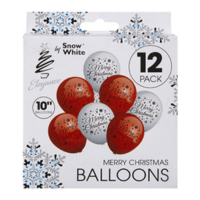Printed Christmas Balloons 10" 12 Pack