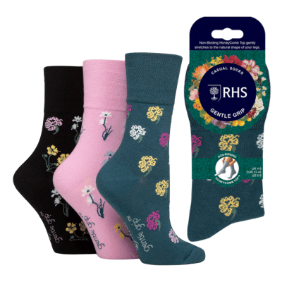 Ladies RHS Gentle Grip Socks Jacquard Mixed Floral