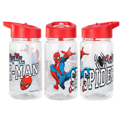 Official Spider-Man 450ml Bottle With Pop Up Straw