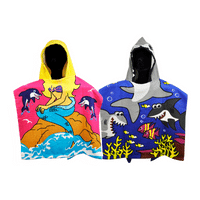 Beach Towel With Hood Poncho Shark And Mermaid
