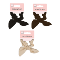 Textured Fabric Scrunchie with Bow 2 Pack