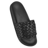 Ladies Woven Strap Slider Black