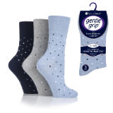 Ladies Gentle Grip Socks Navy Dots