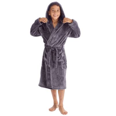 Boys Football Embossed Dressing Gown Grey