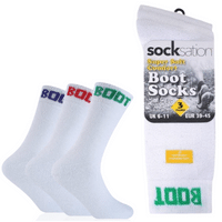 Mens Socksation Boot Socks White