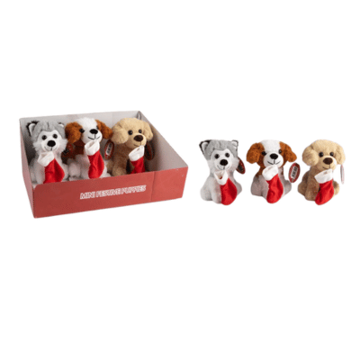 15cm Mini Festive Puppy Toy With Stocking