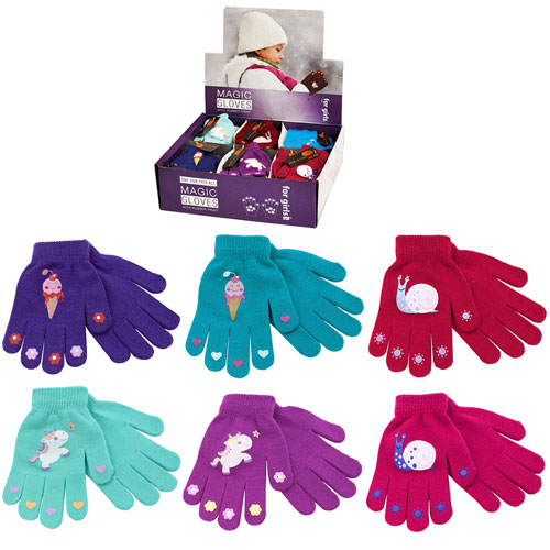 Girls Magic Gripper Gloves With Rubber Print