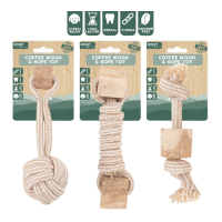 Smart Choice Coffee Wood & Rope Knot Dog Toy
