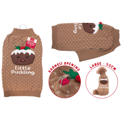 Little Pudding Pet Christmas Jumper Large 50cm