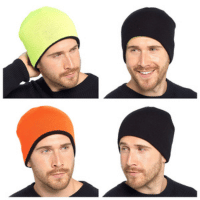 Mens Neon Reversible Beanie Hat