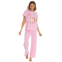 Ladies Popcorn Design Pink Pyjama Set