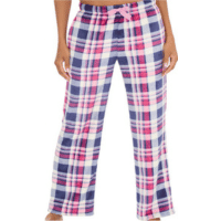 Ladies Soft Fleece Lounge Pants Pink Check