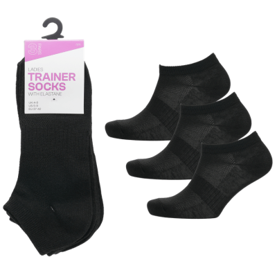 Ladies Trainer Socks Plain Black