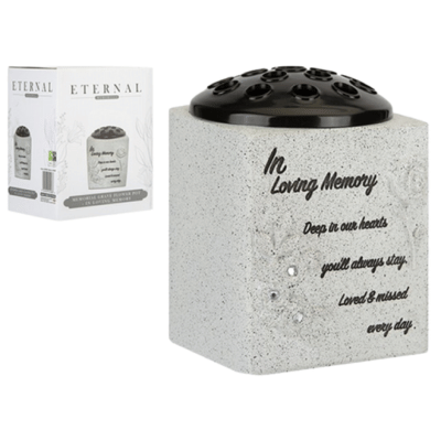 Memorial Grey Grave Flower Pot - Roses Design In Loving Memories