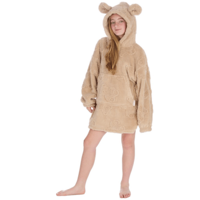 Girls Teddy Design Oversized Snuggle Hoodie
