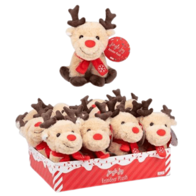 15cm Plush Christmas Reindeer With Scarf