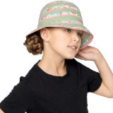Girls Straw Hat With Floral Stripes