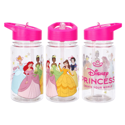 Official Disney Princess 450ml Bottle With Pop Up Straw