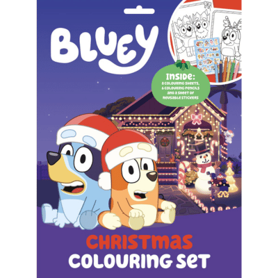 Official Bluey Christmas Colouring Set