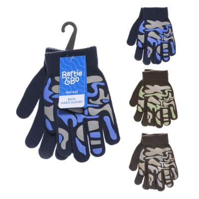 Boys Thermal Magic Camouflage Gripper Gloves