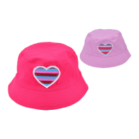 Girls Bucket Hat With Heart Embroidery