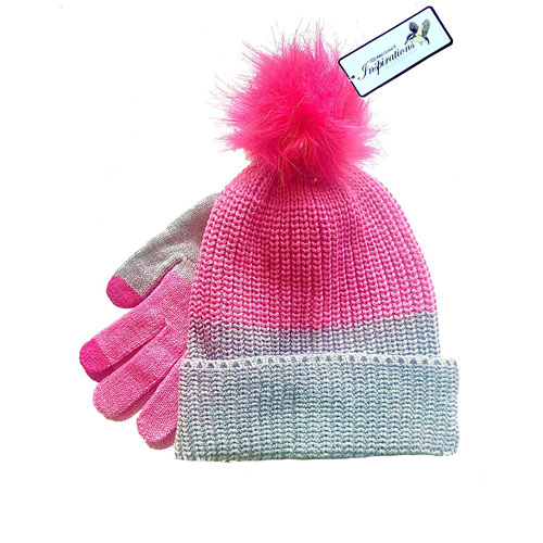 Ladies Knitted Hat & Glove Set