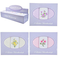 Ladies Boxed Handkerchiefs 3 Pack