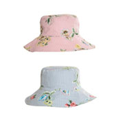 Ladies Floral Pinstripe Wide Brim Sun Hat