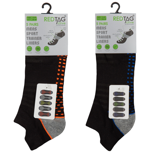 Mens 5 Pack Mesh Insert Trainer Socks Dash Design