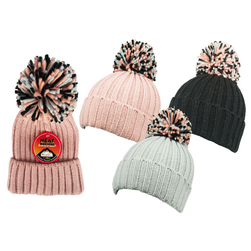 Childrens Heat Machine Pom Pom Hats Chunky Knit | Wholesale Hats ...