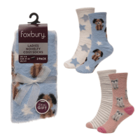 Ladies 2 Pack Novelty Brushed Chenille Socks