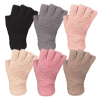 Ladies Feather Touch Fingerless Gloves Assorted