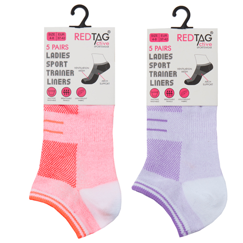 Ladies 5 Pack Trainer Socks Liners Mesh Marl