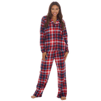 Ladies Festive Check Design Microfleece Cosy Pyjama Set