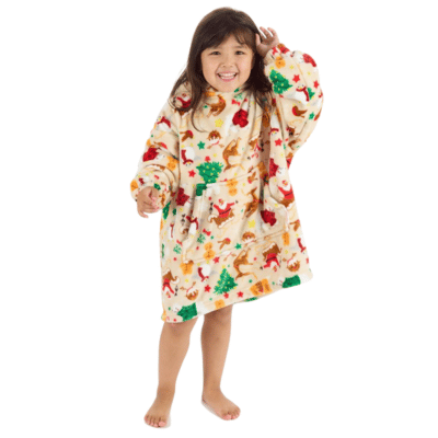 Infants Christmas Design Oversized Snuggle Hoodie - Cream