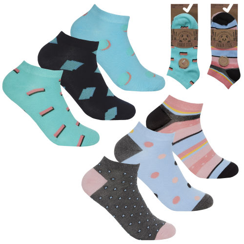 Ladies Bamboo Trainer Socks Spots | Wholesale Socks | Gentle Grip Socks