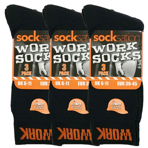 Socksation Mens Coloured Text Work Socks 3 Pack Carton Price