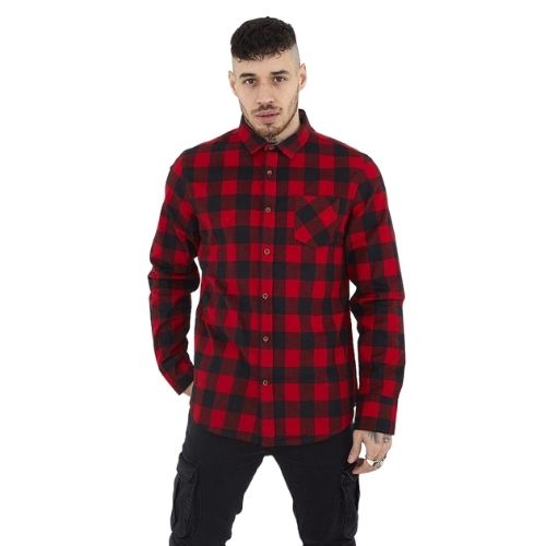 Mens Red And Black Check Brushed Cotton Shirt | Wholesale Shirts ...