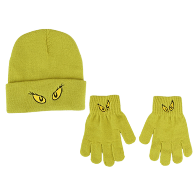 Official The Grinch Green Kids Hat & Gloves Set